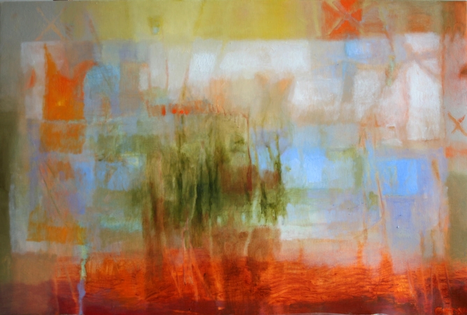 G.Purlytės paveikslas „Švintant žiūrėjau į ežerą“ (2015).