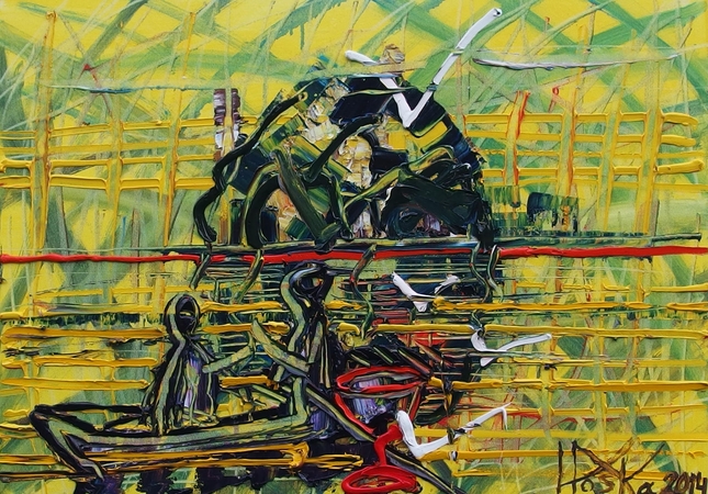 V.Poškos paveikslas „Dviese (2014).
