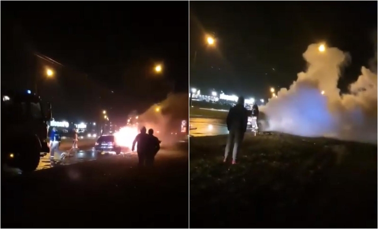Sukilėlių prospekte atvira liepsna degė BMW