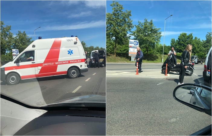 Jonavos gatvėje kelio nepasidalijo motoroleris ir „Peugeot“