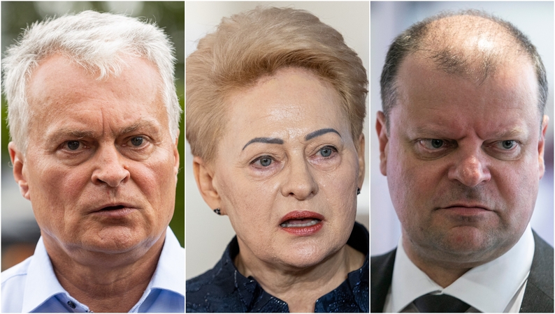 Iš kairės: Gitanas Nausėda, Dalia Grybauskaitė ir Saulius Skvernelis