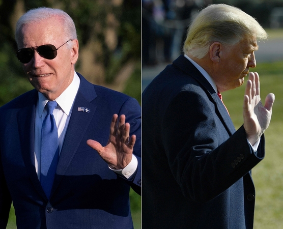 Iš kairės: Joe Bidenas ir Donaldas Trumpas