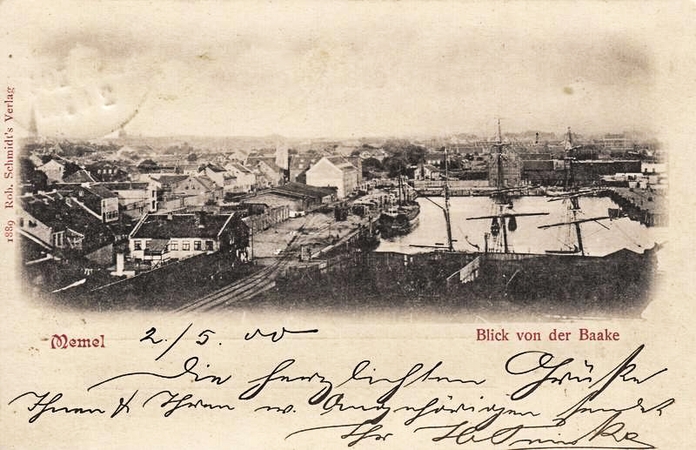 Vieta: Mėmelio uosto vaizdas 1889 m.
