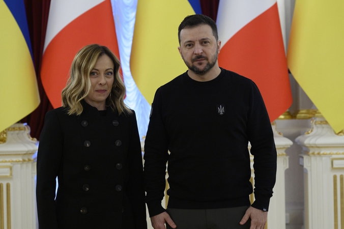 Giorgia Meloni ir Volodymyras Zelenskis