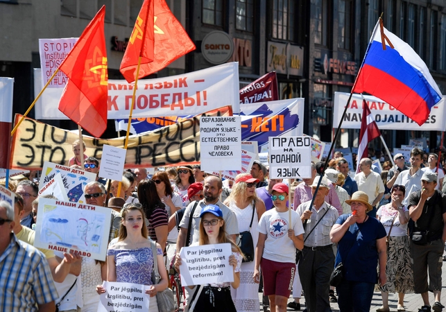 Rygoje įvyko demonstracija prieš ugdymą latvių kalba rusiškose mokyklose