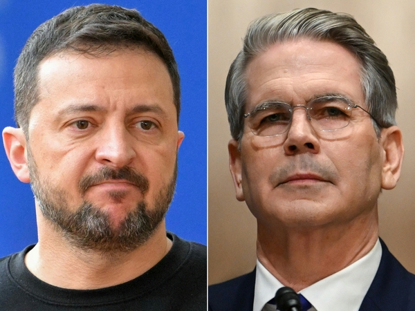 Volodymyras Zelenskis ir Scottas Bessentas 