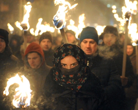 Kijeve surengtos eitynės S. Banderos gimimo 107-ųjų metinių proga