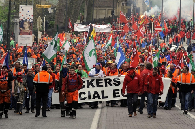 Briuselyje protestai prieš nedarbą vos nevirto riaušėmis