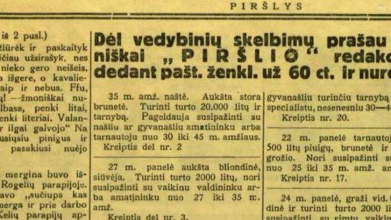 Kaip tarpukariu buvo ieškoma meilės? 