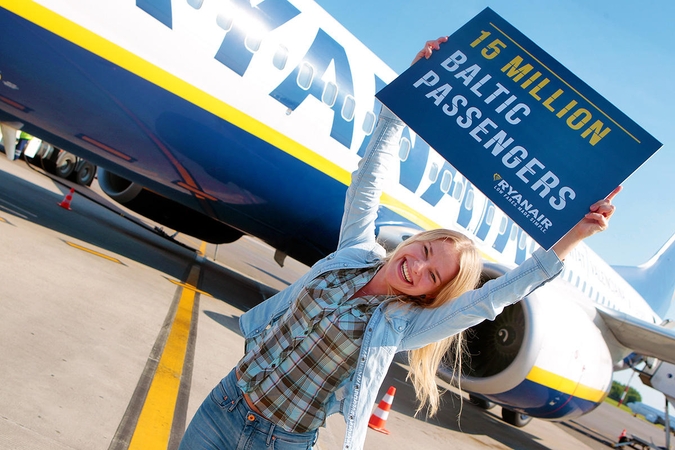„Ryanair“ pasveikino 15-milijoninį keleivį Baltijos šalyse