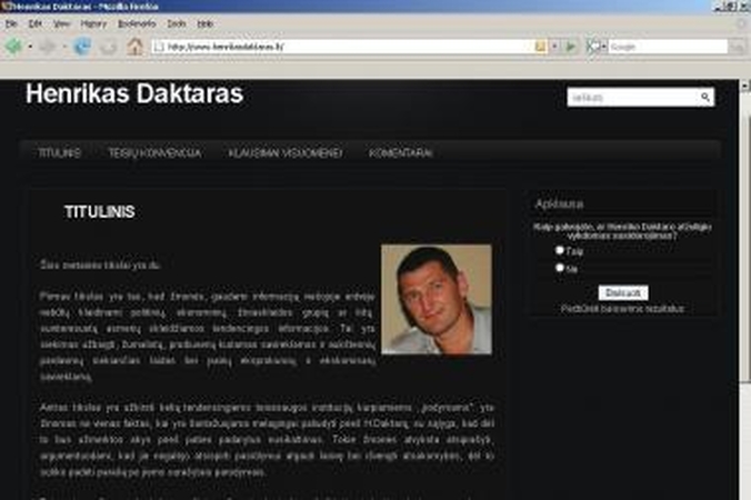 Siekdamas viešumo H.Daktaras pasitelkė internetą