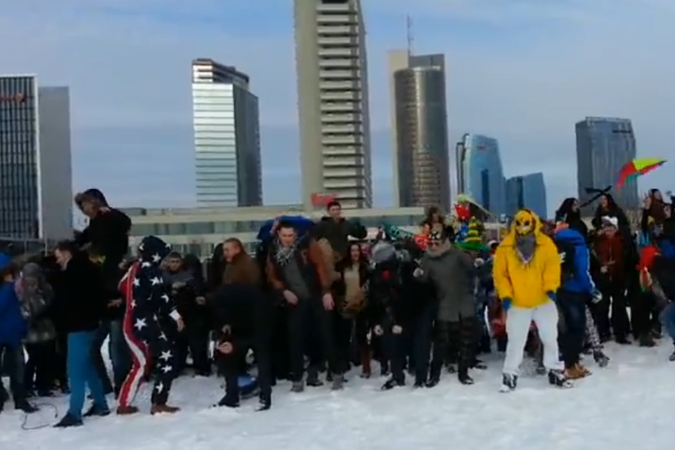 Masinį „Harlem Shake“ šokį Vilniuje šoko su trispalvėmis ir pusnuogiai