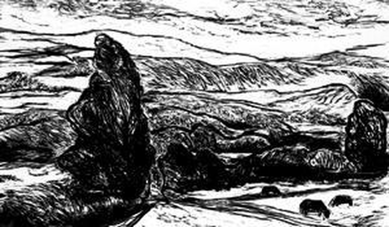 A.Mončio namuose-muziejuje – grafikė iš Klyvlendo