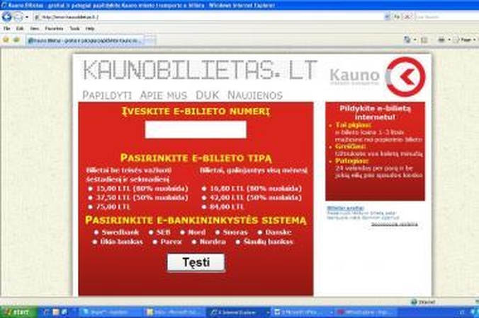 Elektroninius viešojo transporto bilietus galima įsigyti internetu