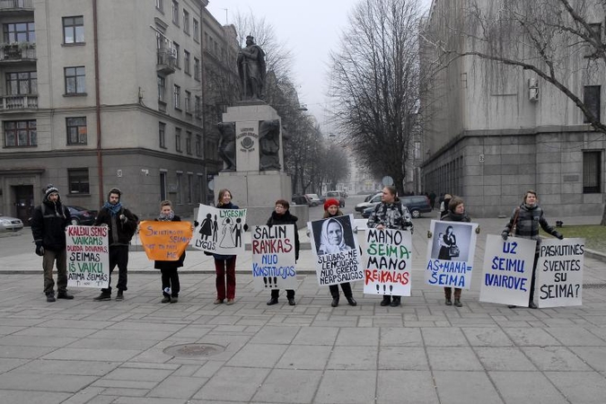 Seime svarstant šeimos sąvoką, Kaune moterys protestavo