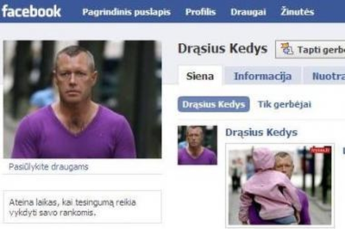 „Facebook“ tinklapyje D.Kedį palaiko ir Saulius Stoma 