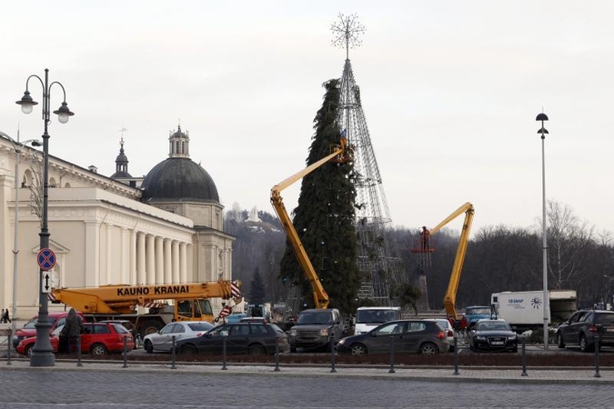 Vilniaus eglę demontavo Kauno      įmonė