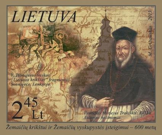 Žemaičių krikšto 600-osioms metinėms išleistas pašto ženklas
