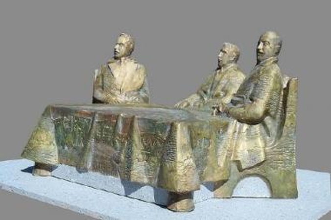 Laimėtojas: geriausiu pripažintas projektas, kuriame broliai Vileišiai vaizduojami kartu sėdintys prie stalo.