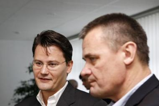 Susitikimas: V.Žegunis (dešinėje) pasidžiaugė, kad M.Grahamas rado laiko pasidalyti savo patirtimi su kolegomis iš Klaipėdos ir visos Lietuvos.