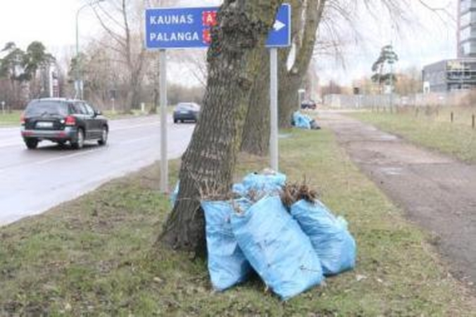 Maišai su šiukšlėmis pakelėse neberiogsos